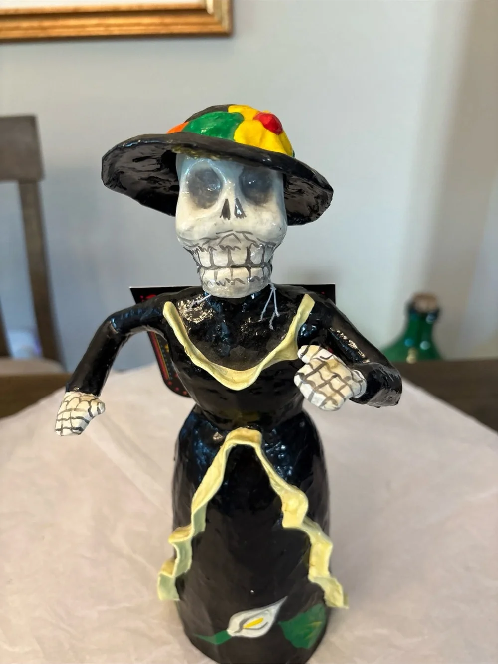 Mexican Skeleton Catrina Figure Day of the Dead Paper Mache 12”